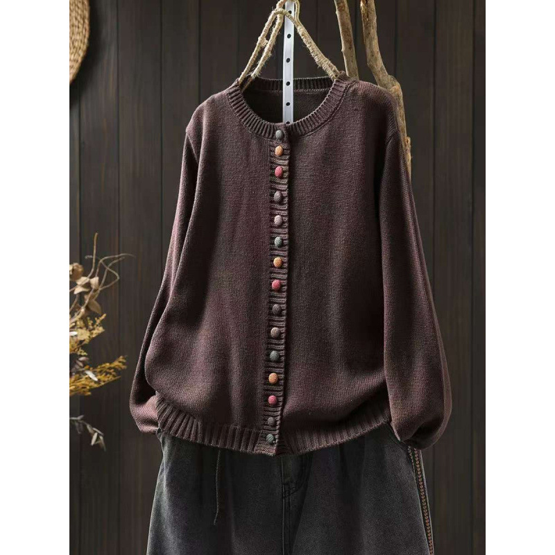 Women's Long Sleeve Cardigan – Dark Brown