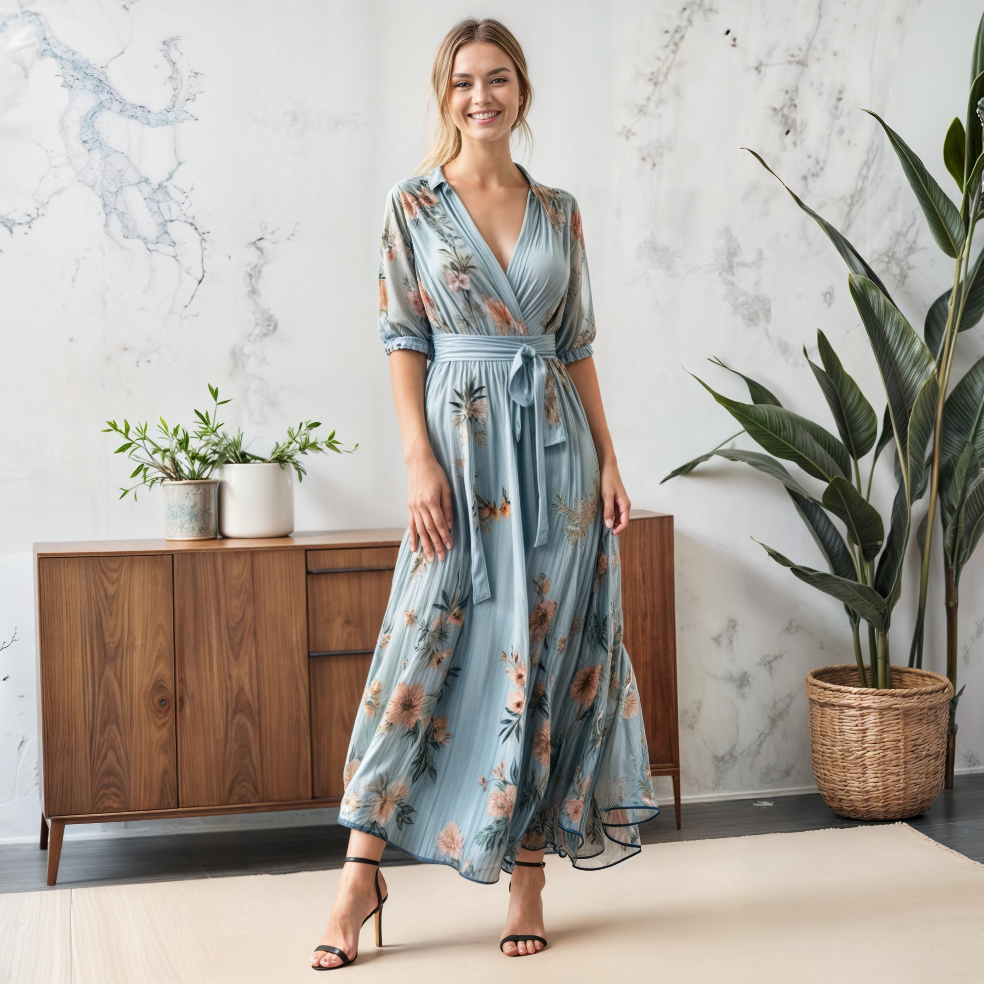 Women's Wrap Midi Dress