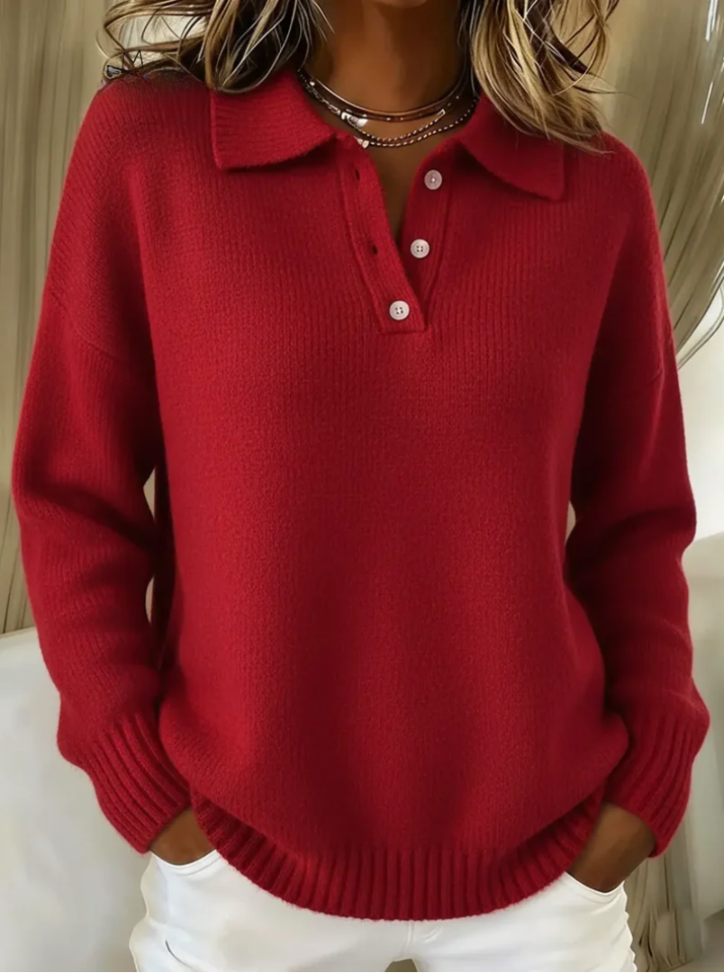 Women's Long Sleeve Sweater – Red