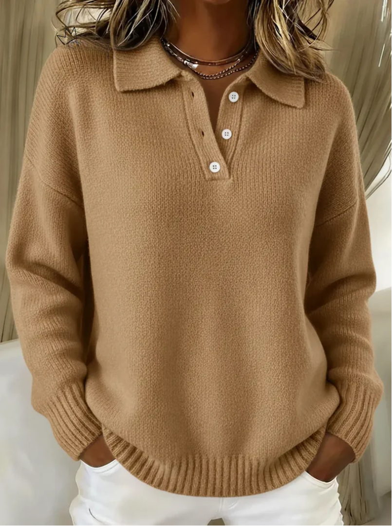 Women's Long Sleeve Sweater – Beige