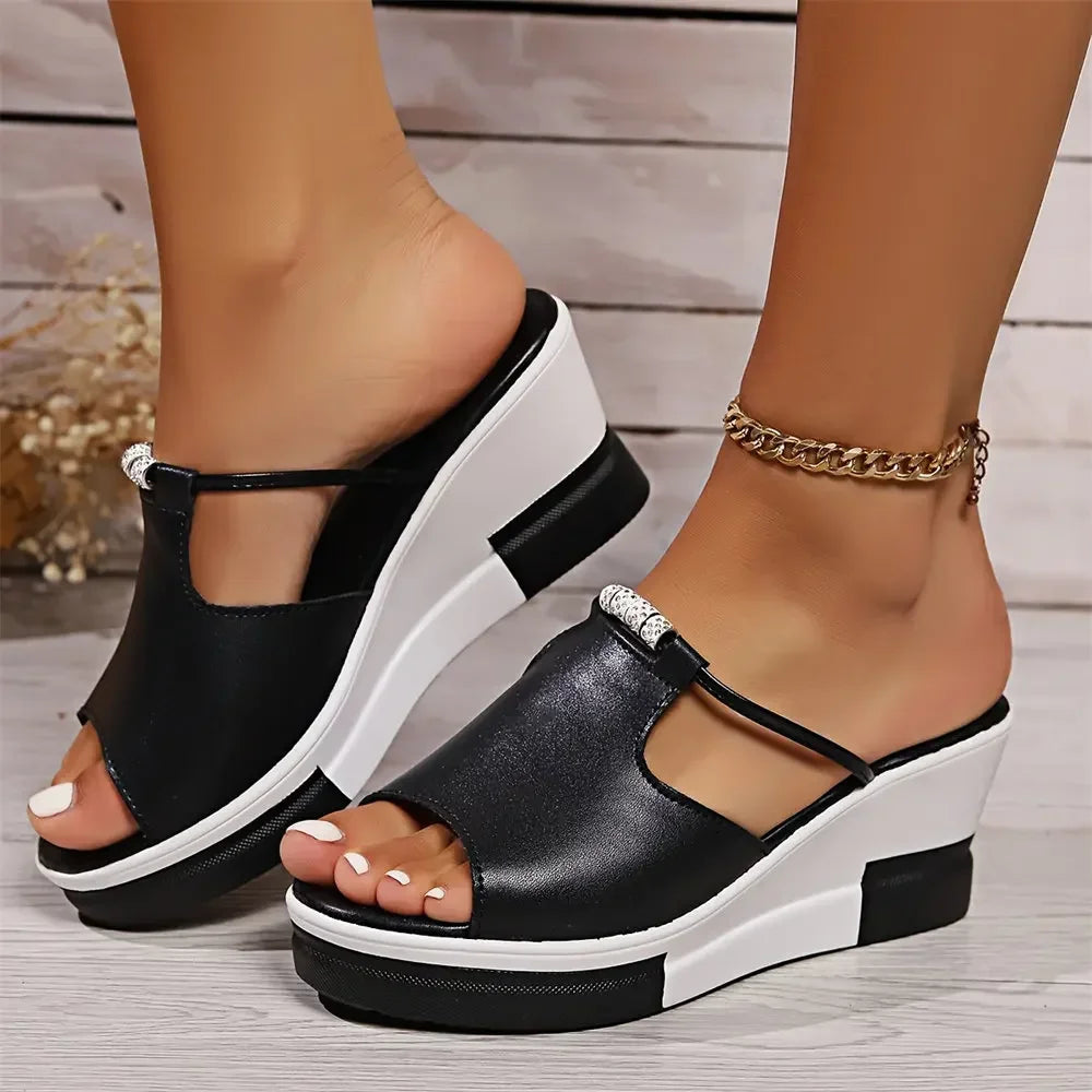 Women's Platform Wedge Sandals – Black
