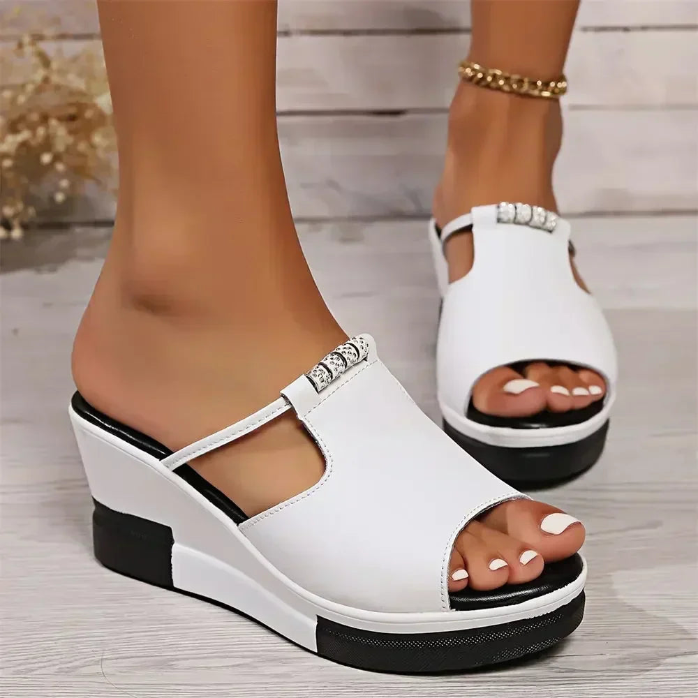 Women's Platform Wedge Sandals – White