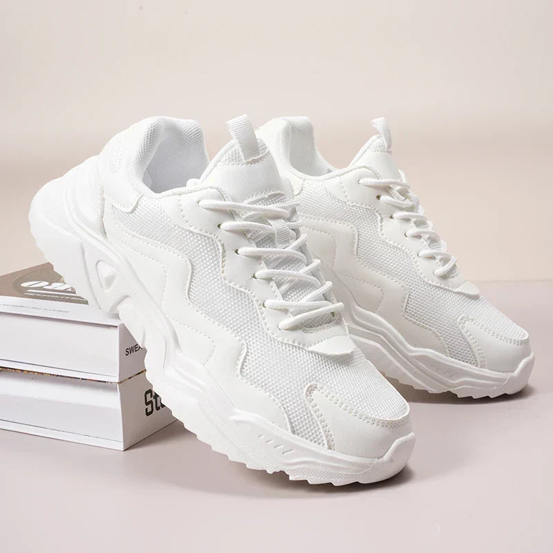 Women's Lace Up Sneakers – White