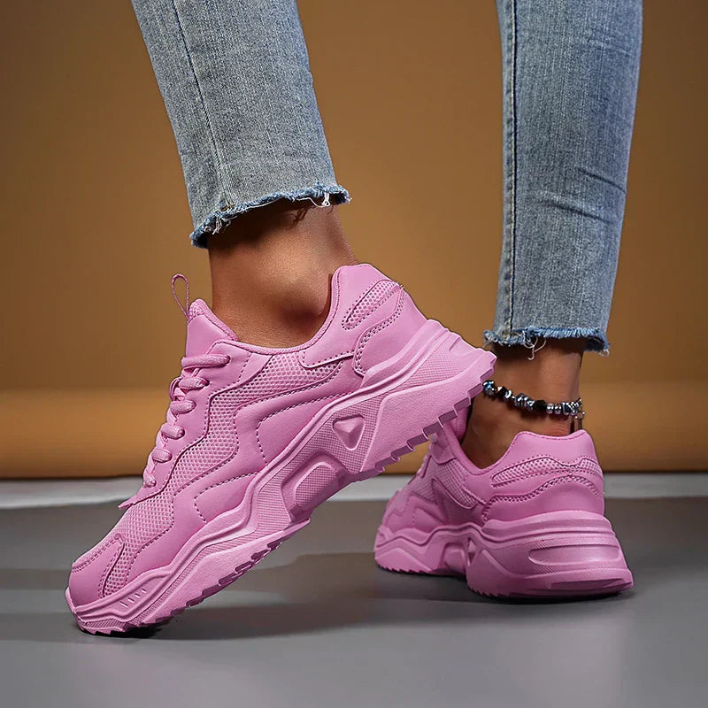 Women's Lace Up Sneakers – Pink