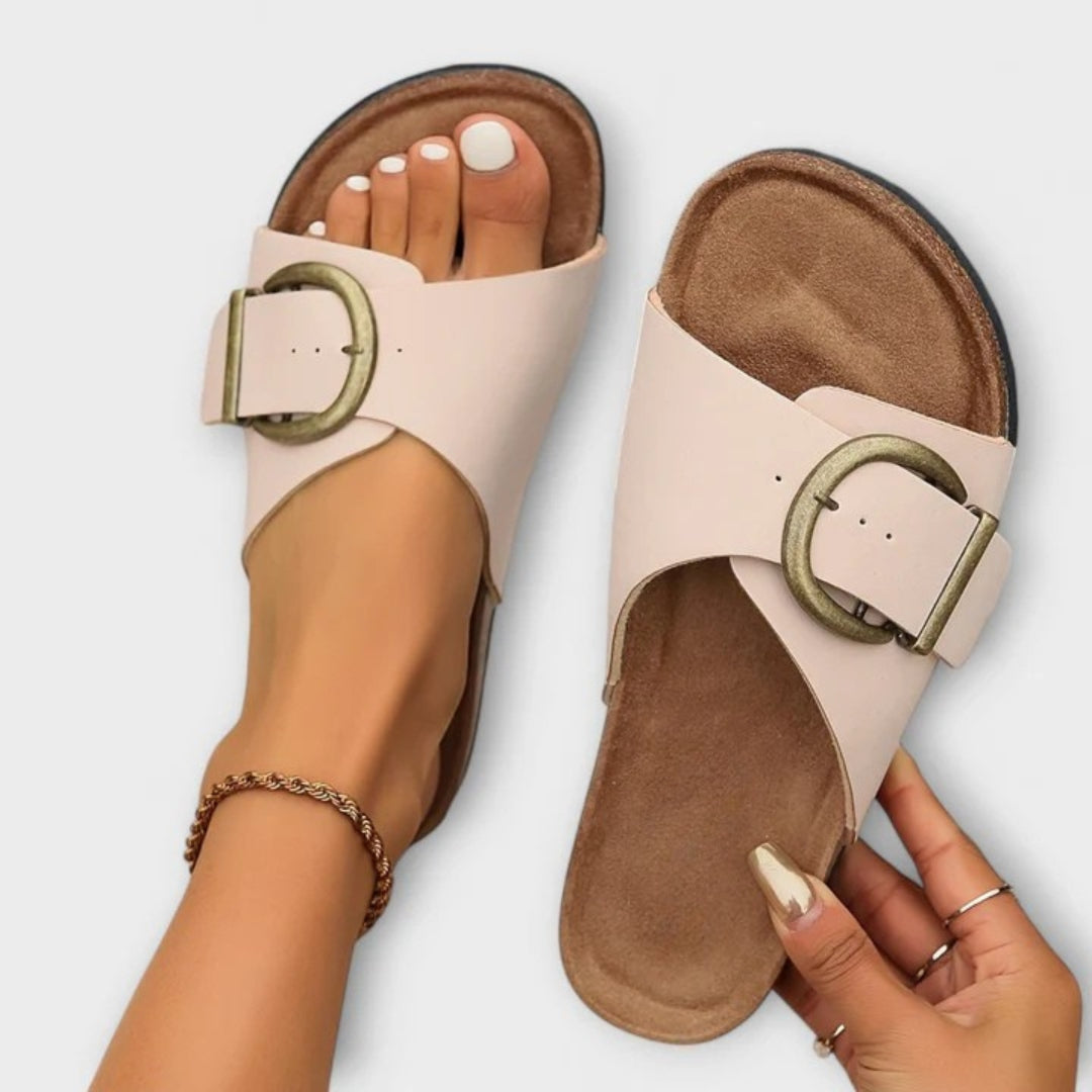 Women's Buckle Sandals – Beige