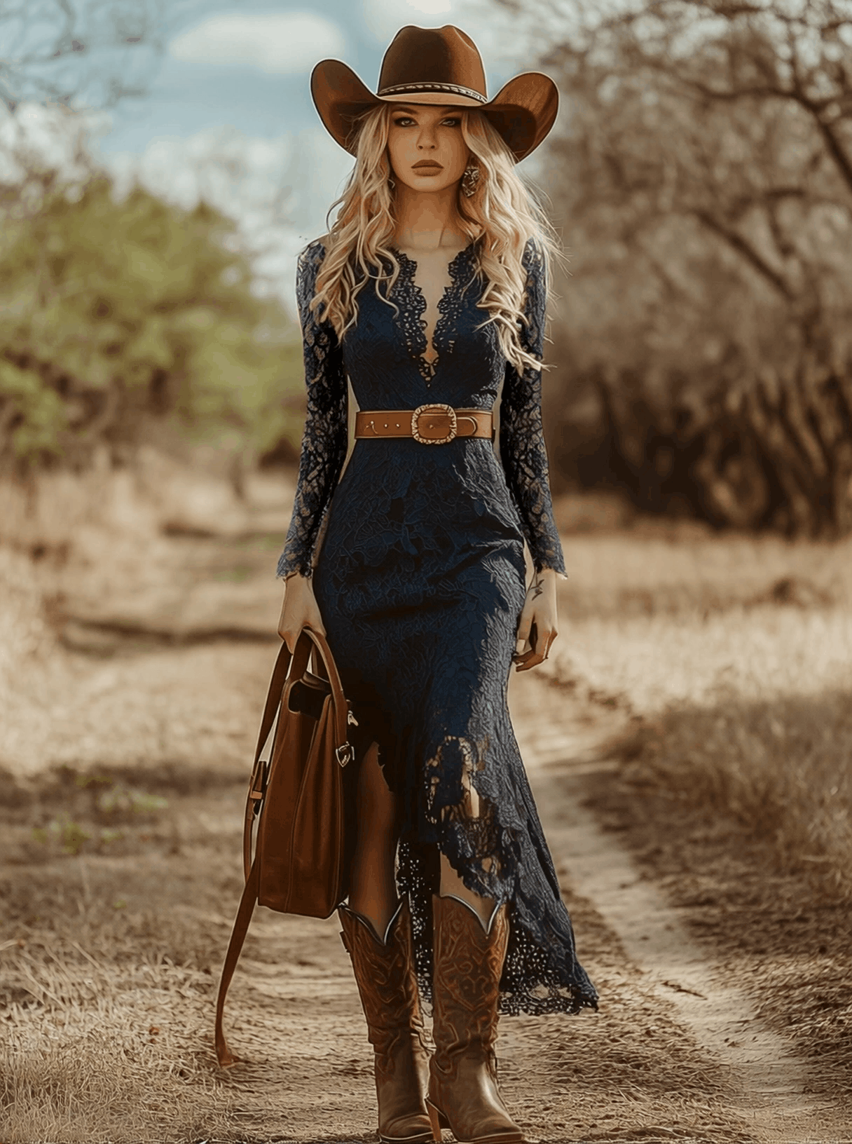 Women's V Neck Midi Dress