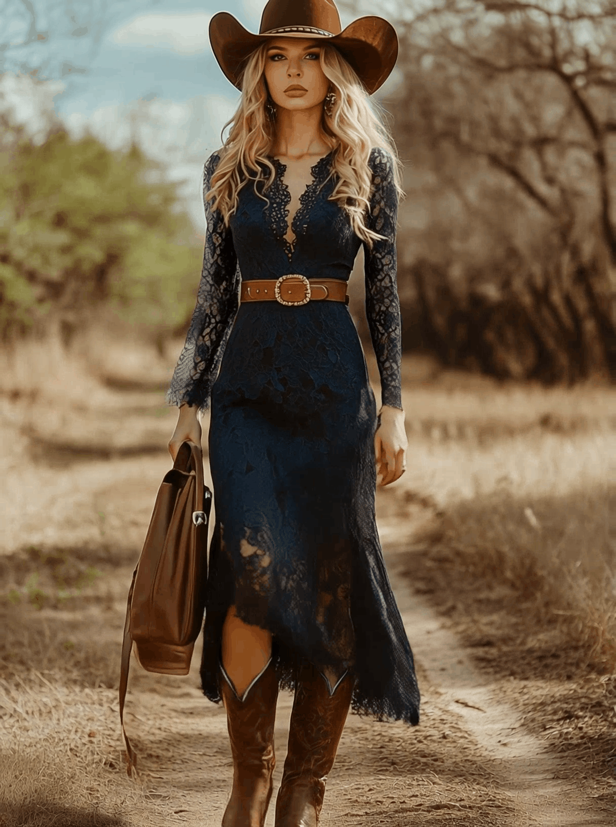 Women's V Neck Midi Dress