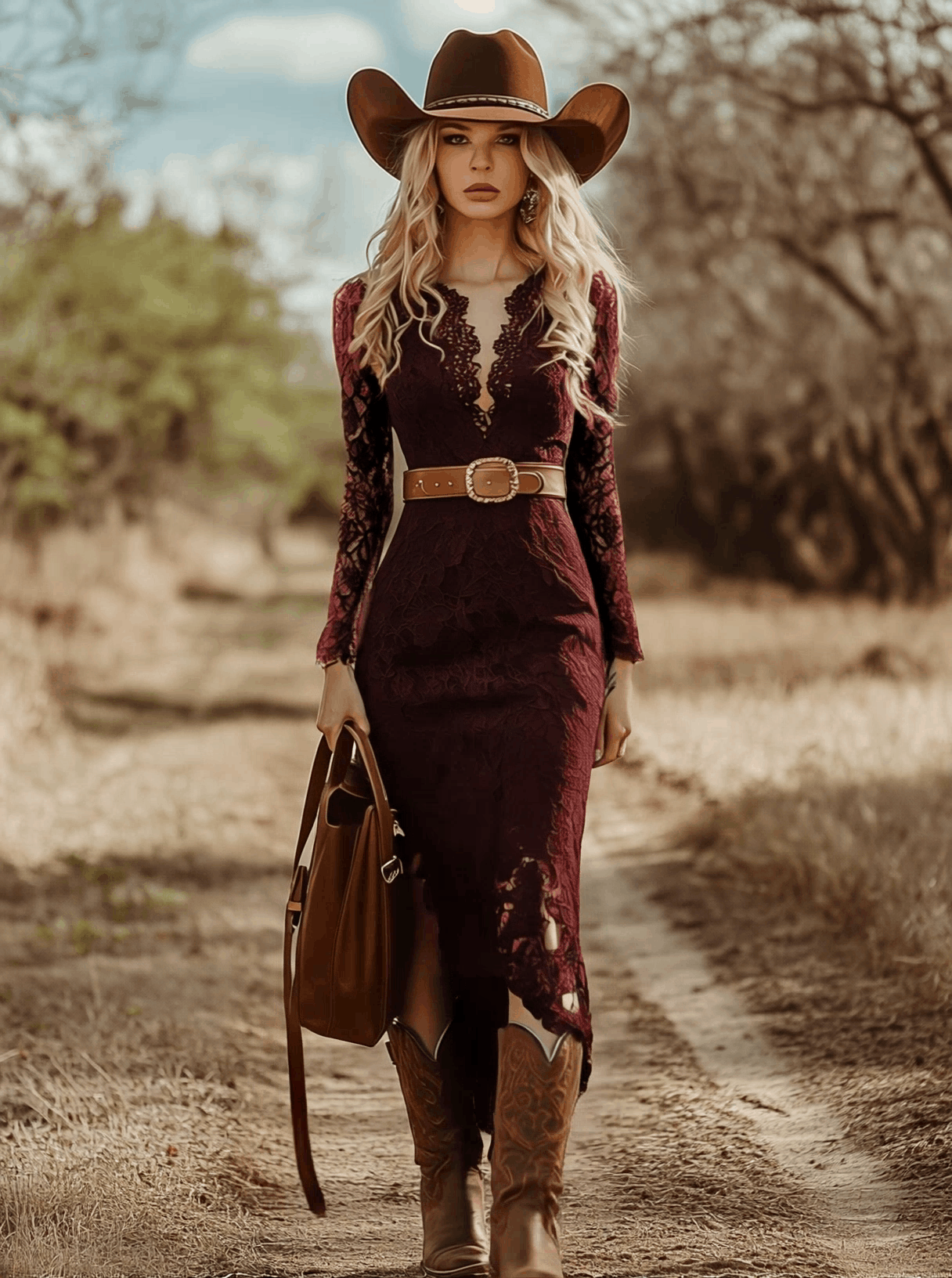 Women's V Neck Midi Dress