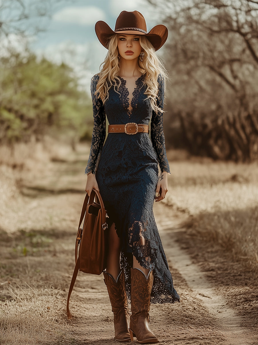 Women's V Neck Midi Dress