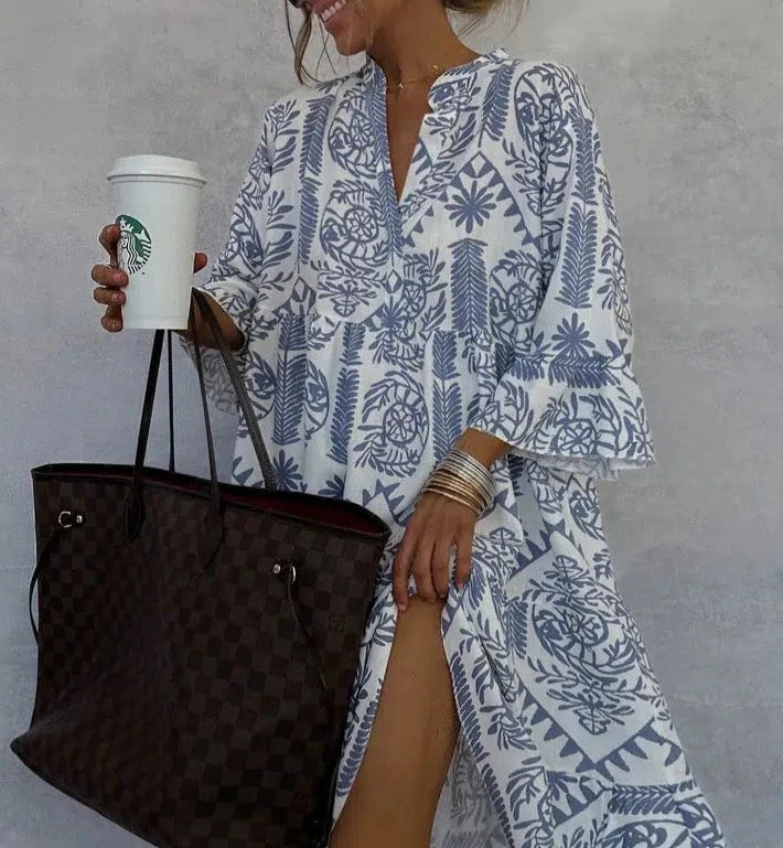 Women's V Neck Midi Dress