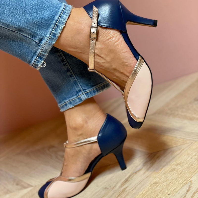Women's Round Toe T-Strap Heels