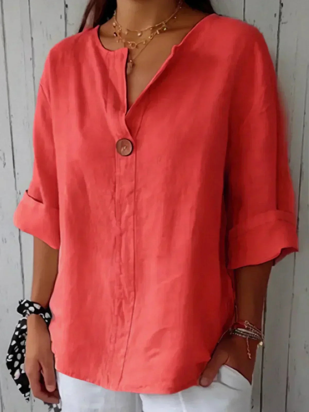 Women's V Neck Blouse – Red