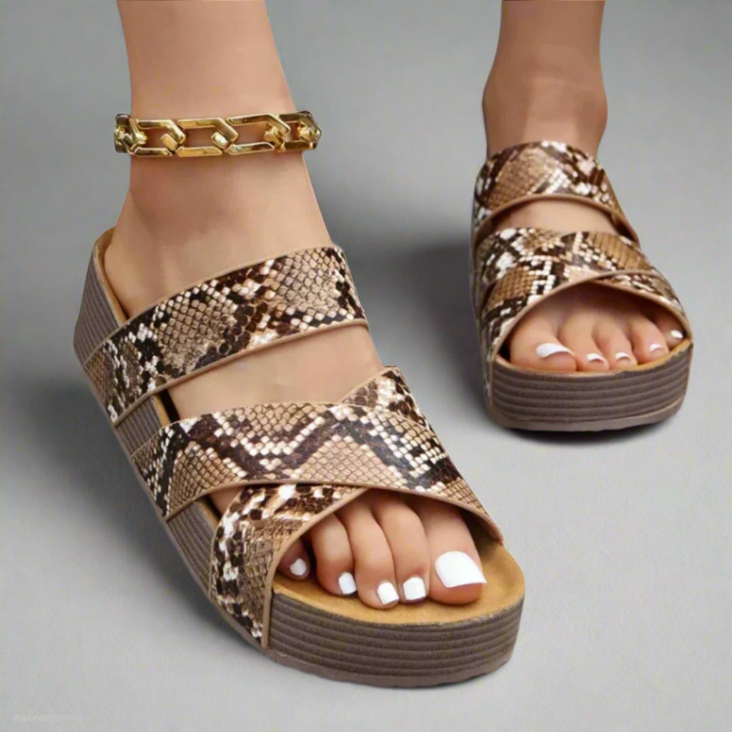 Women's Platform Sandals – Snake Print