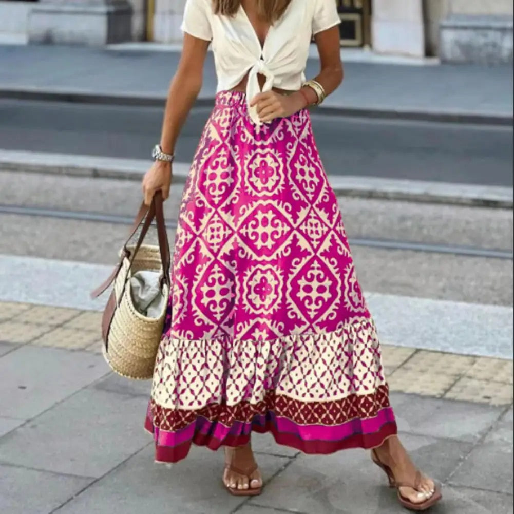 Women's Maxi High Waist Skirt – Pink