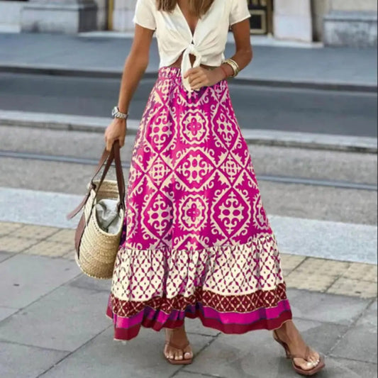 Women's Maxi High Waist Skirt – Pink
