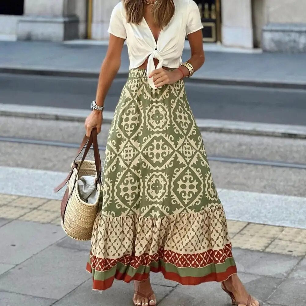 Women's Maxi High Waist Skirt – Green
