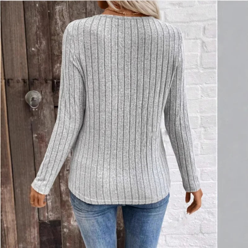 Women's V Neck Long Sleeve Sweater