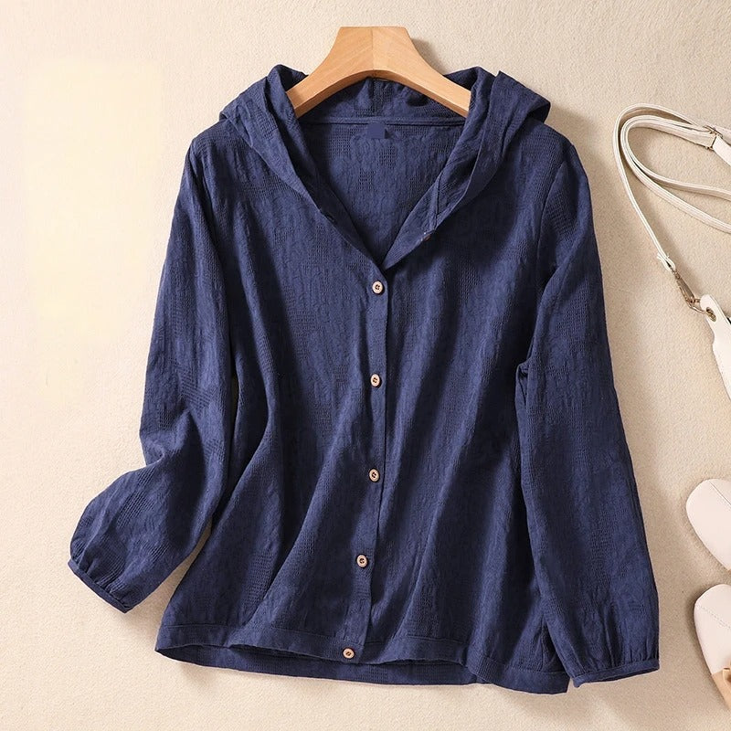 Women's Long Sleeve Blouse – Navy Blue