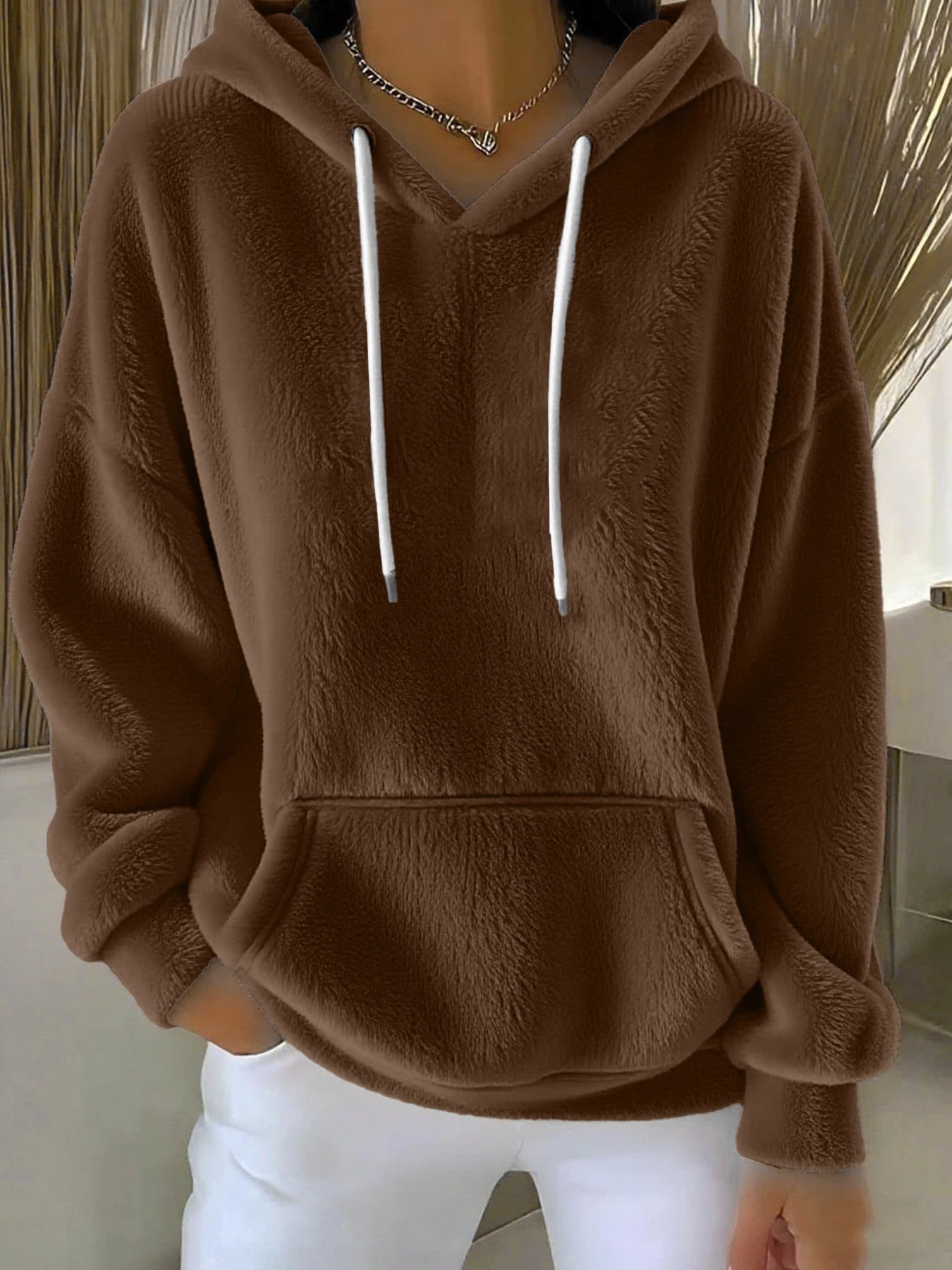 Women's Long Sleeve Hoodie – Dark Brown