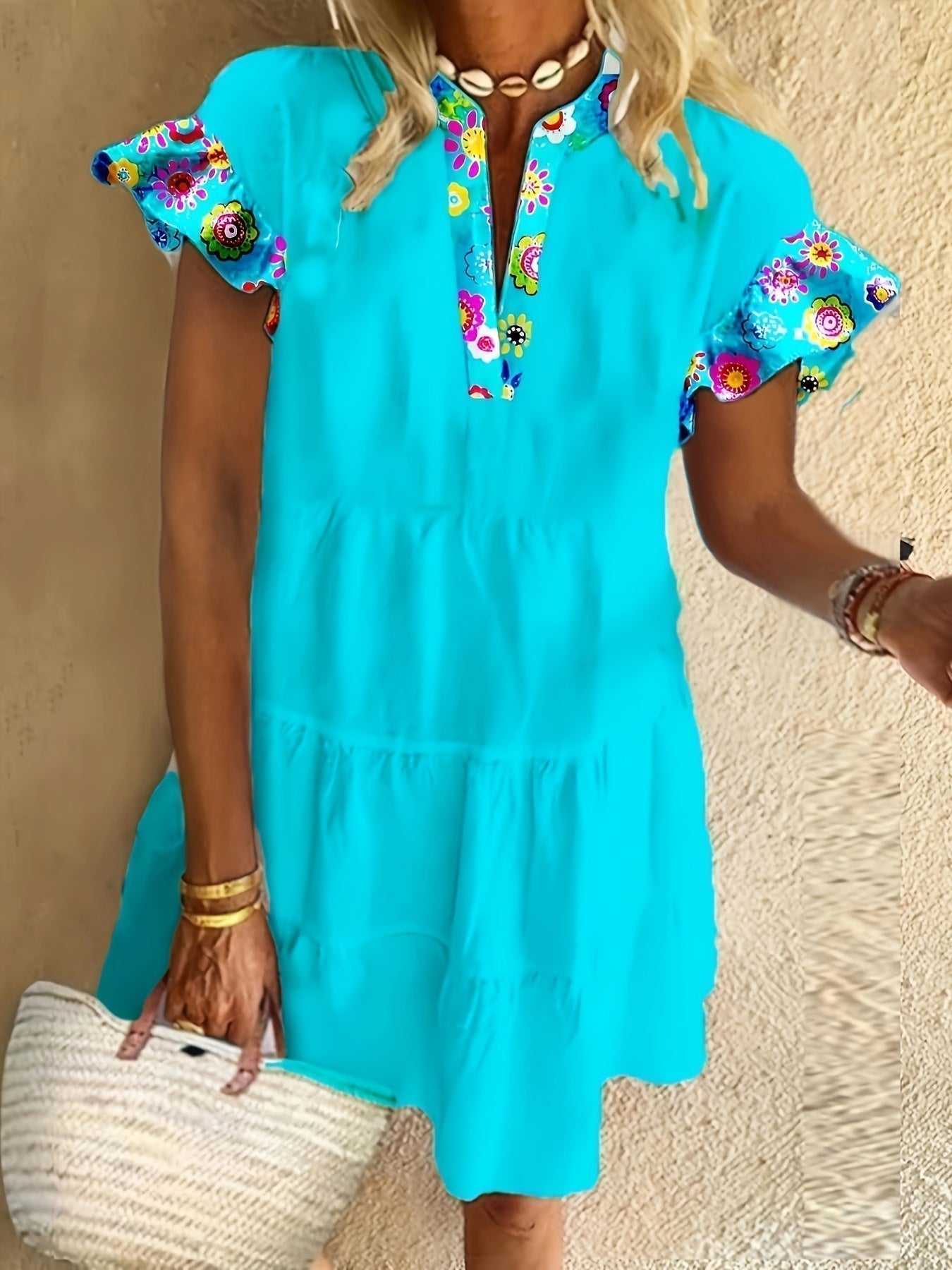Women's V Neck Mini Dress
