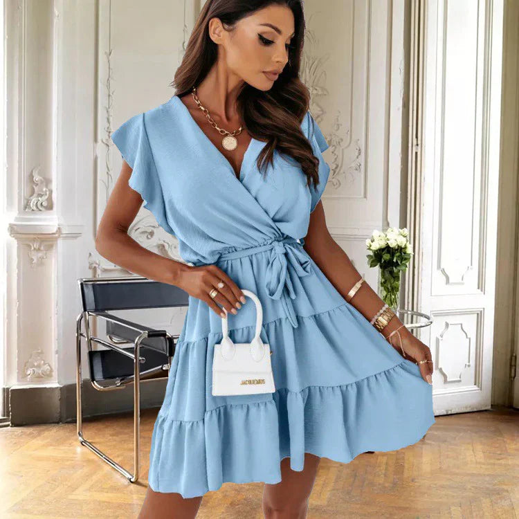 Women's Wrap Mini Dress – Blue