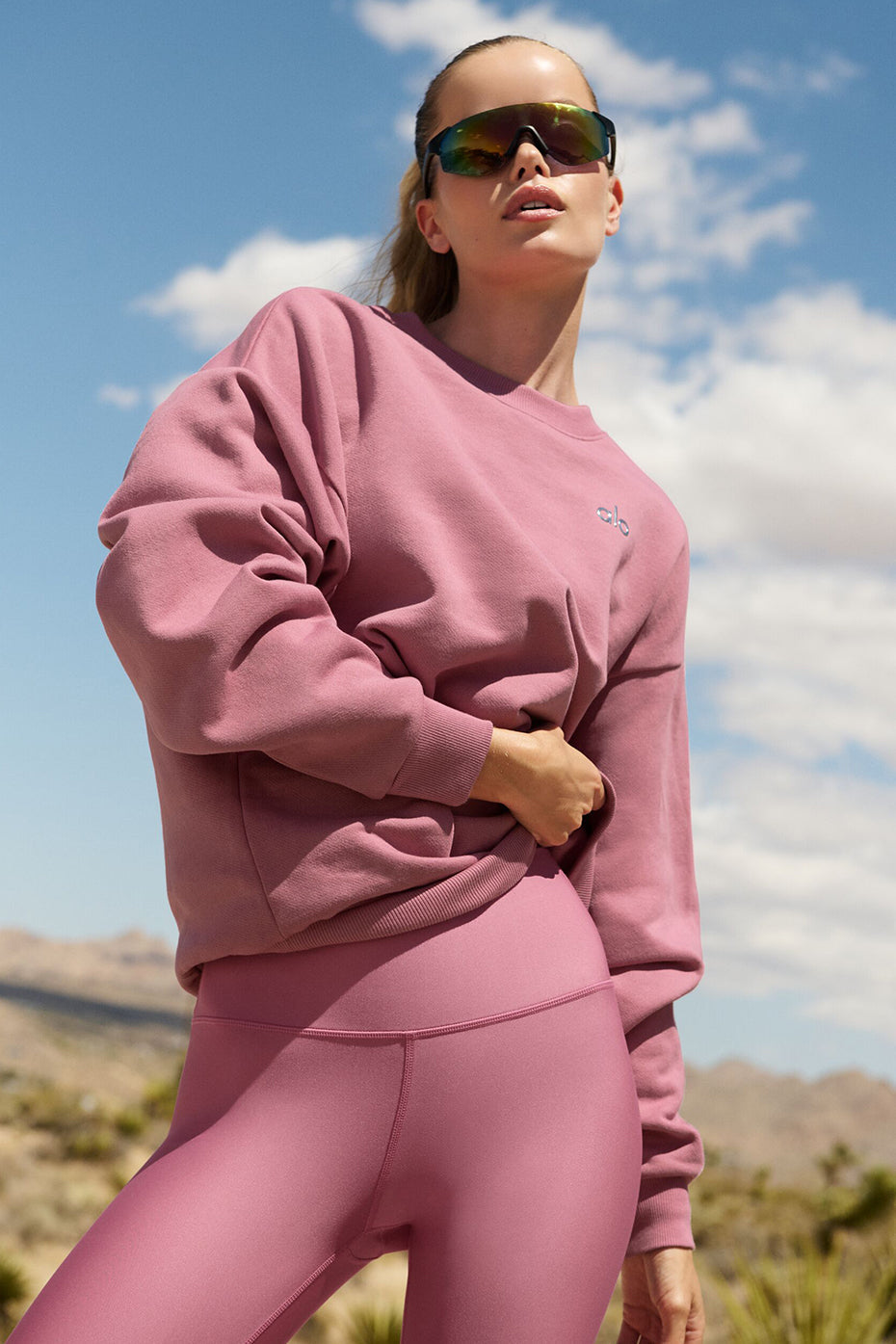 Women's Crew Neck Long Sleeve Sweater – Pink