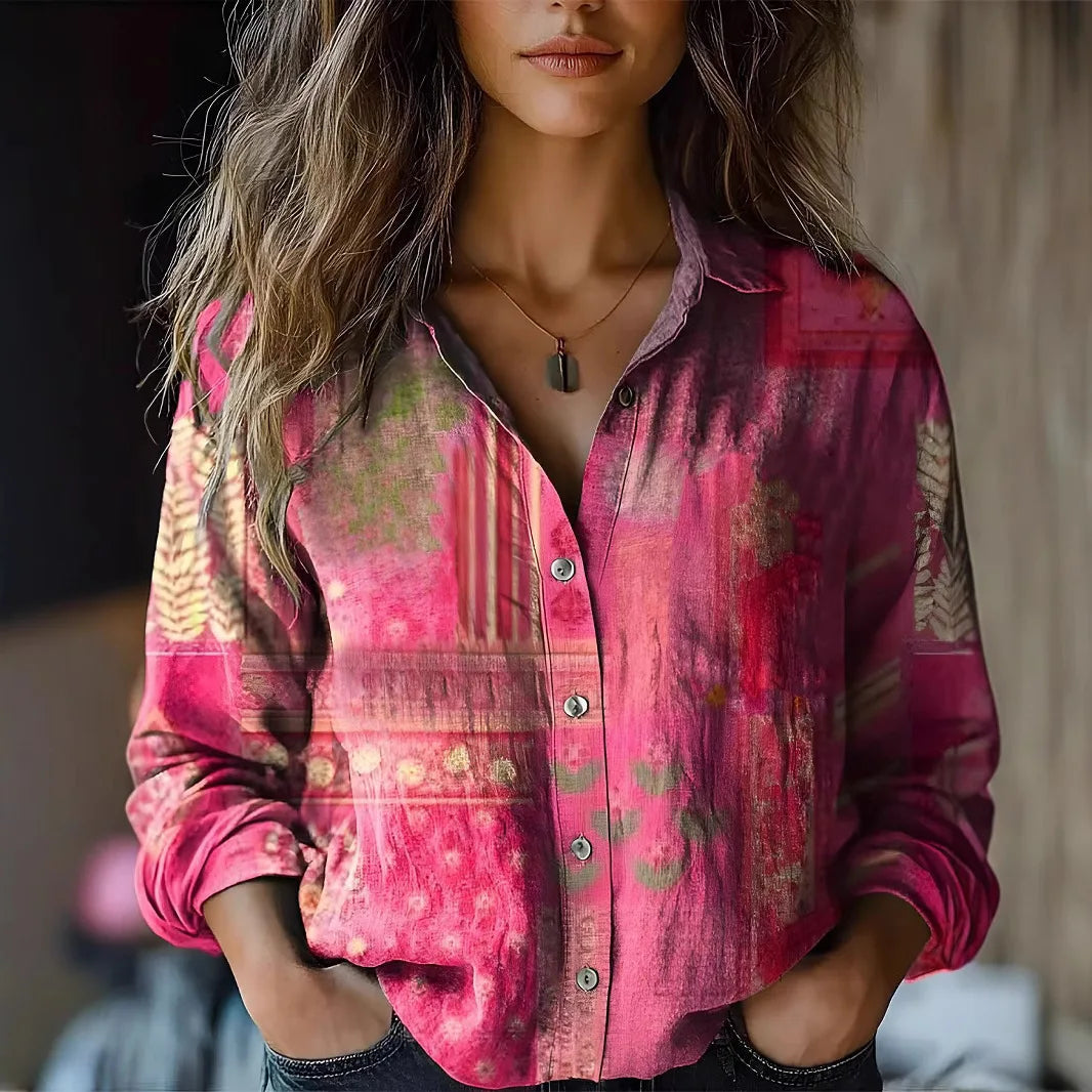 Women's Long Sleeve Blouse – Pink