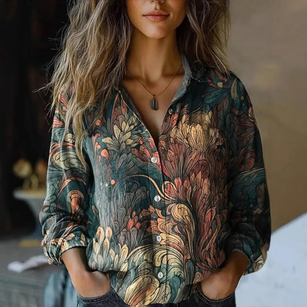 Women's Long Sleeve Blouse – Green