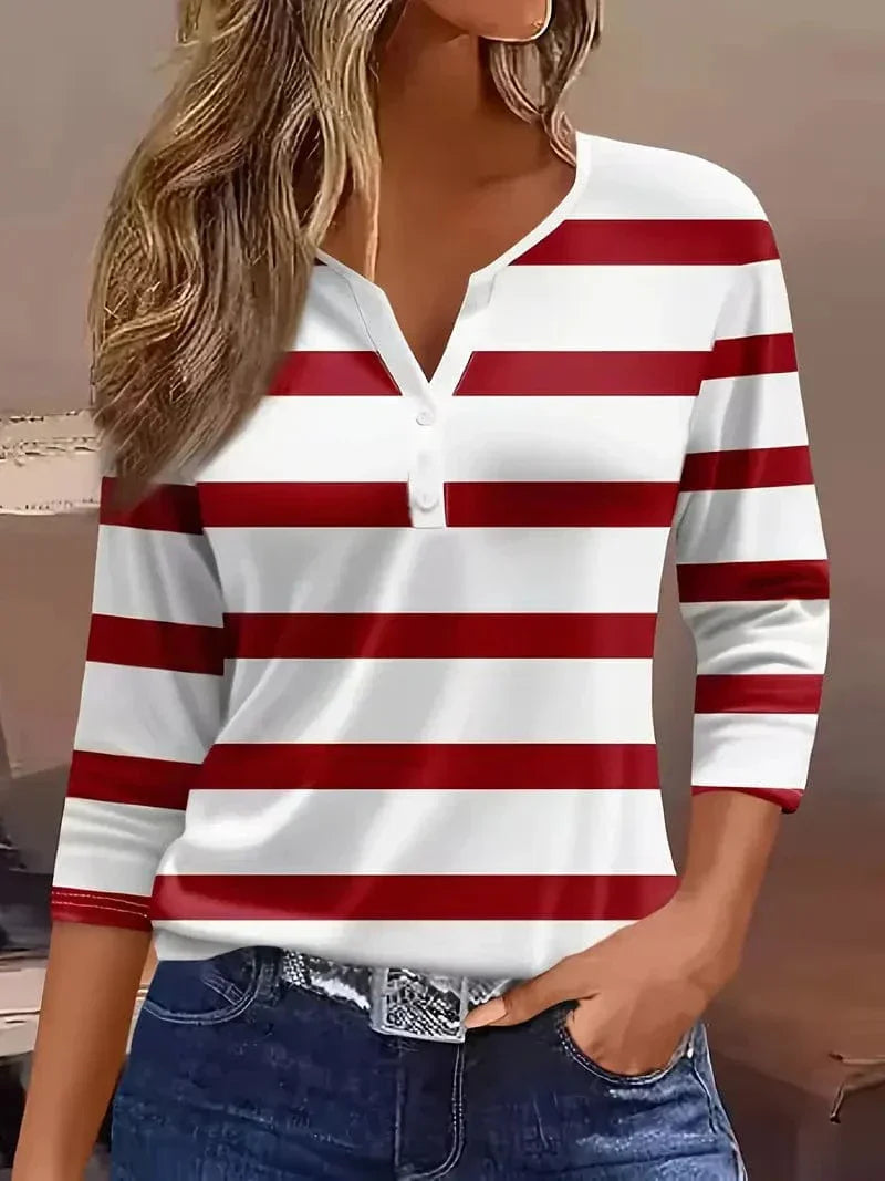 Women's V Neck Blouse – Red