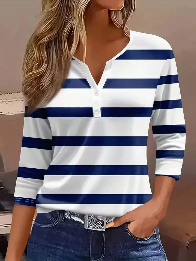Women's V Neck Blouse – Blue