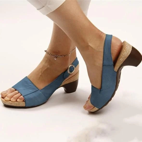 Women's Heeled Slingback Sandals – Dark Blue