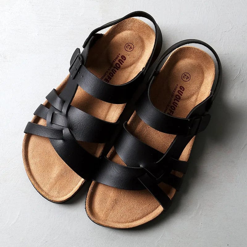 Women's Strappy Flat Sandals – Black