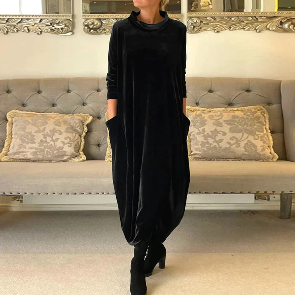 Women's Cowl Neck Long Sleeve Blouse – Black