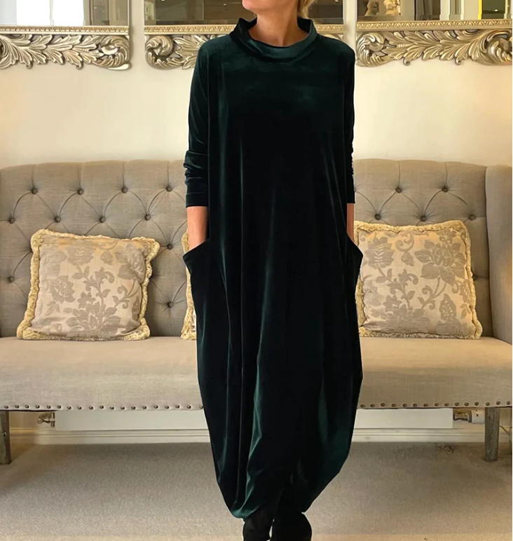 Women's Cowl Neck Long Sleeve Blouse – Green