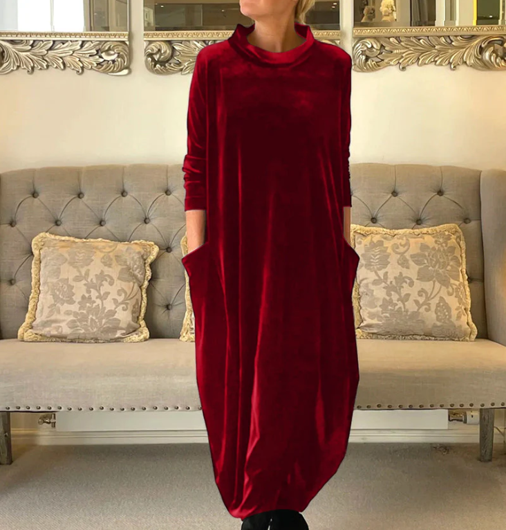 Women's Cowl Neck Long Sleeve Blouse – Red