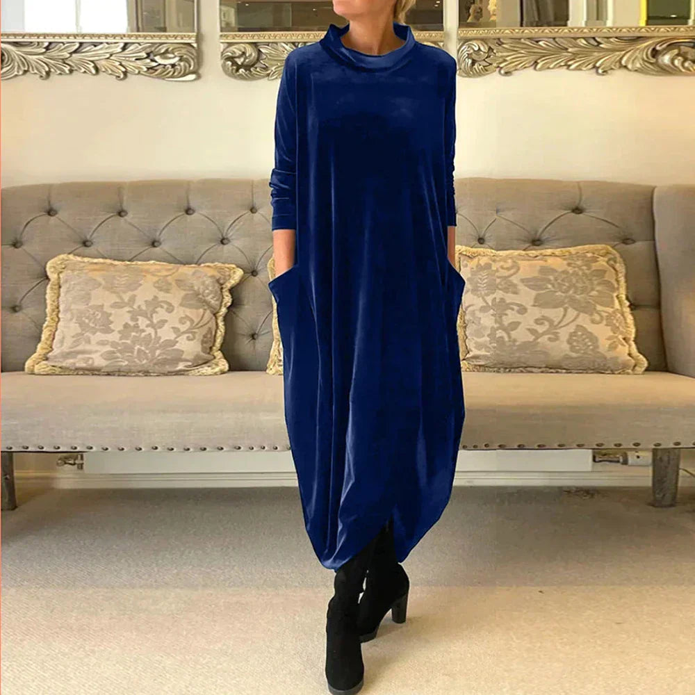 Women's Cowl Neck Long Sleeve Blouse – Blue