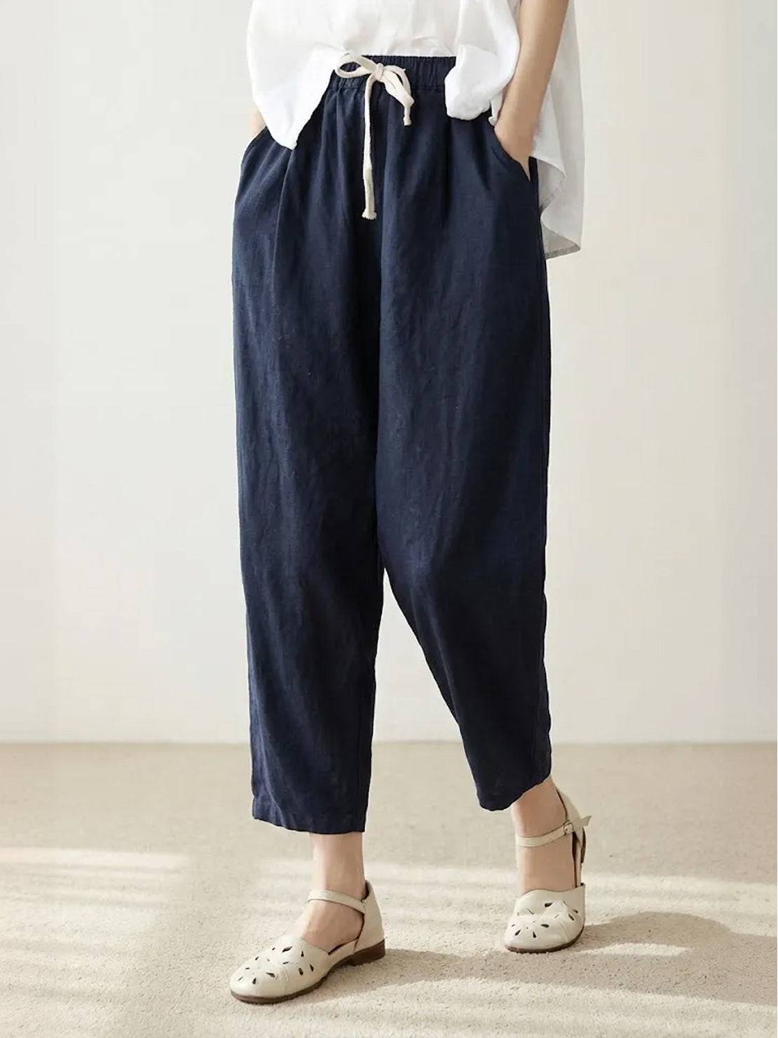 Women's Drawstring Pants – Navy Blue