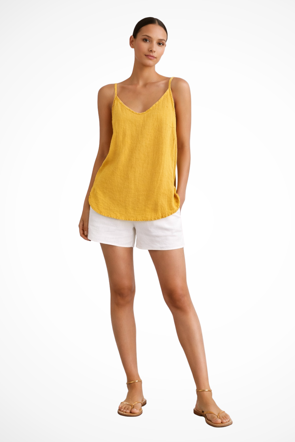 Women's V Neck Sleeveless Camisole – Yellow