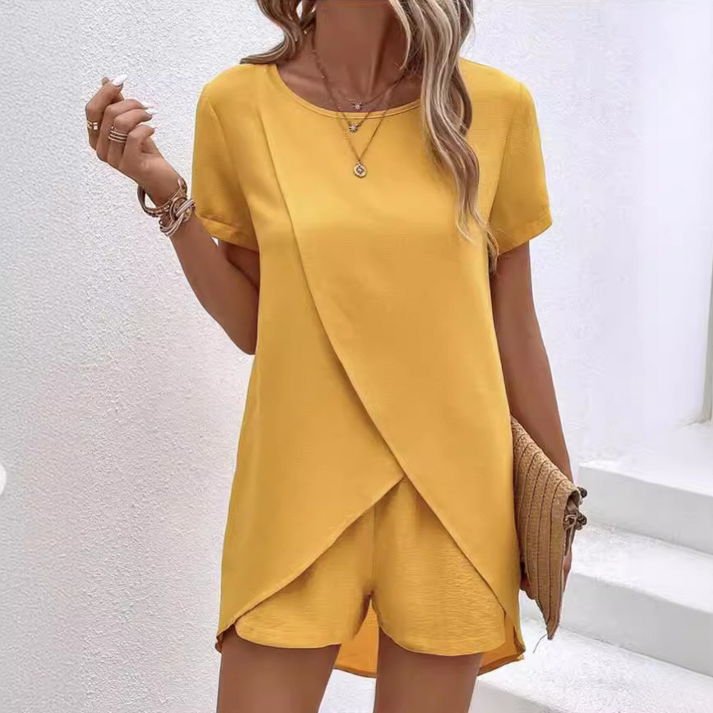Women's Wrap Mini Dress – Yellow