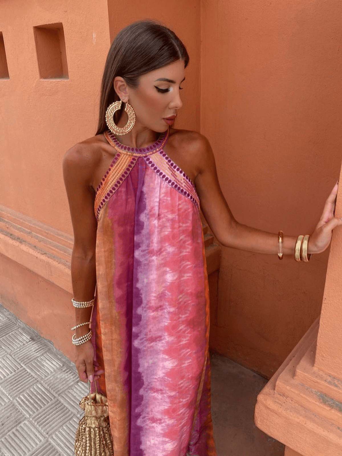 Women's Halter Maxi Dress – Multicoloured