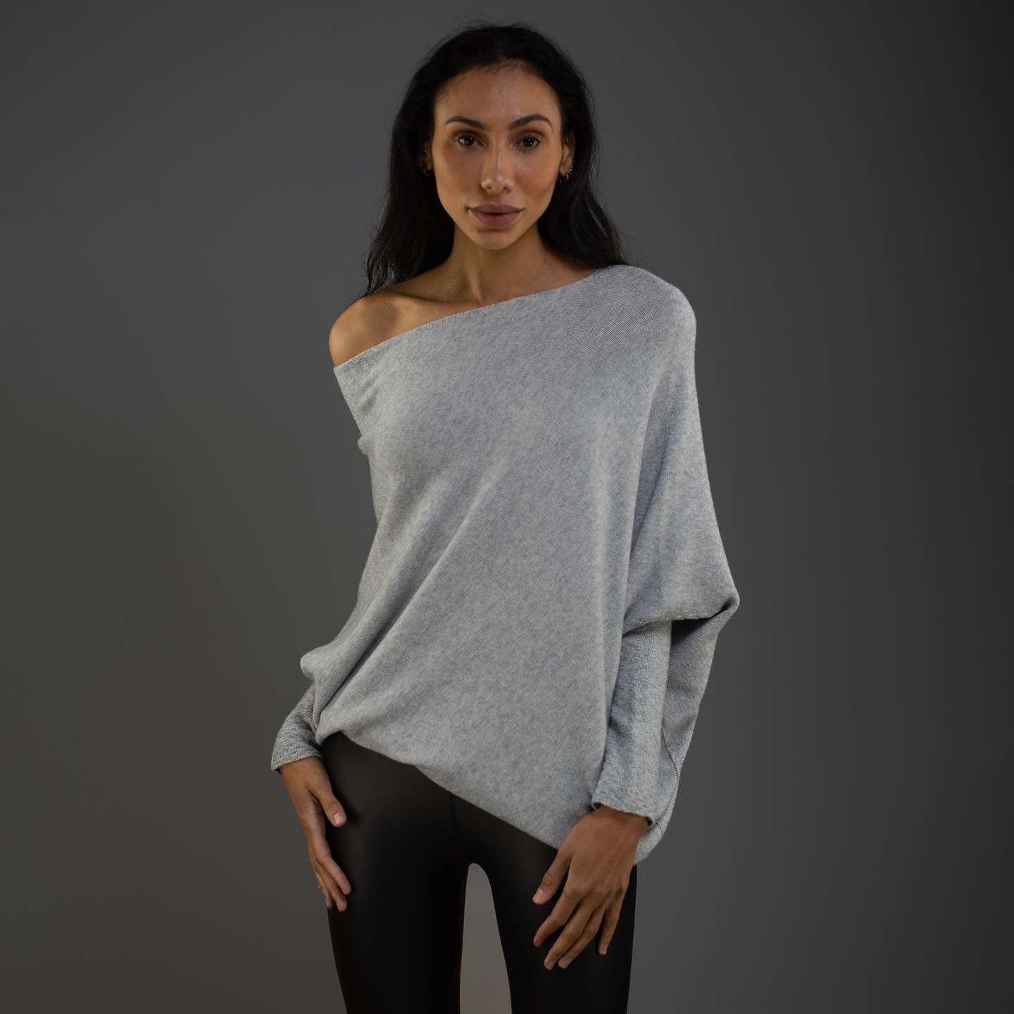 Women's Draped Off Shoulder Long Sleeve Sweater