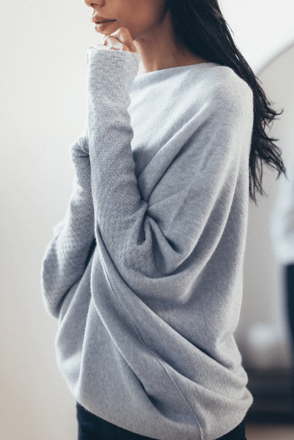 Women's Draped Off Shoulder Long Sleeve Sweater