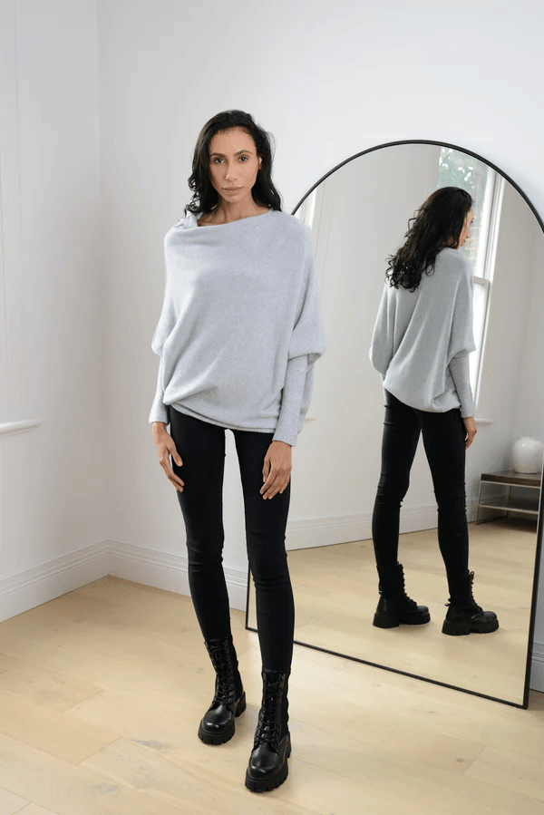 Women's Draped Off Shoulder Long Sleeve Sweater