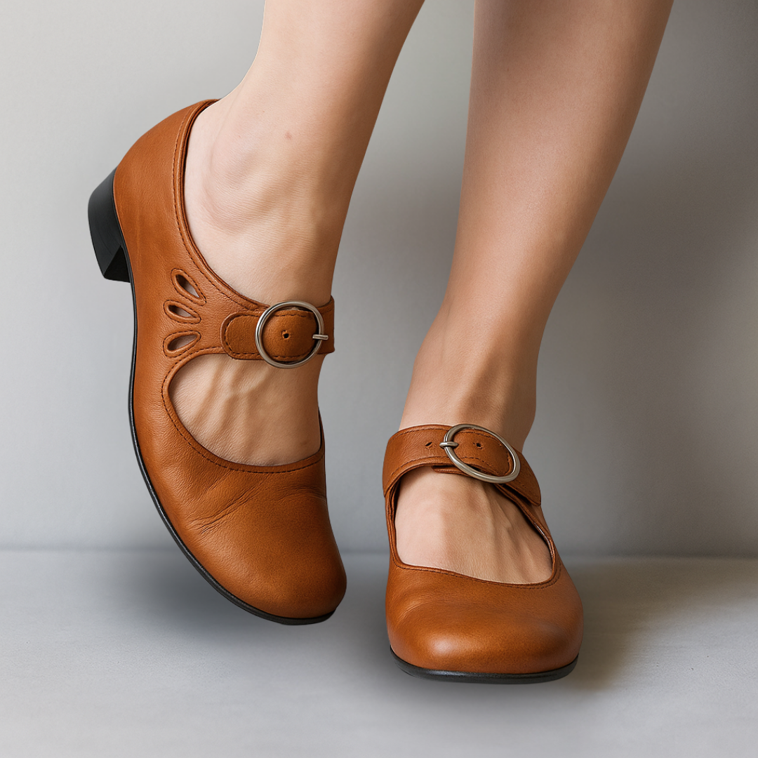 Women's Buckle Mary Janes – Brown