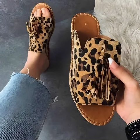 Women's Espadrille Slide Sandals – Leopard