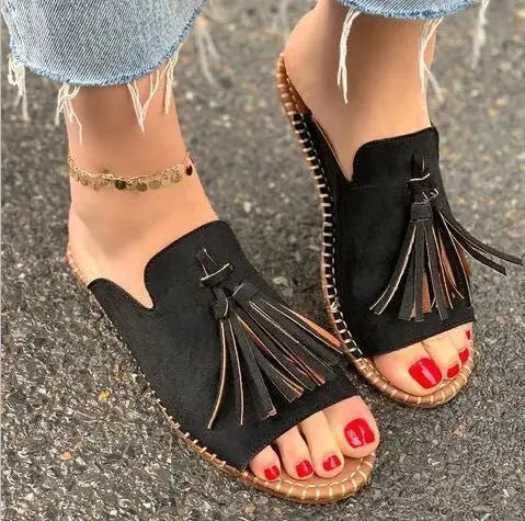 Women's Espadrille Slide Sandals – Black