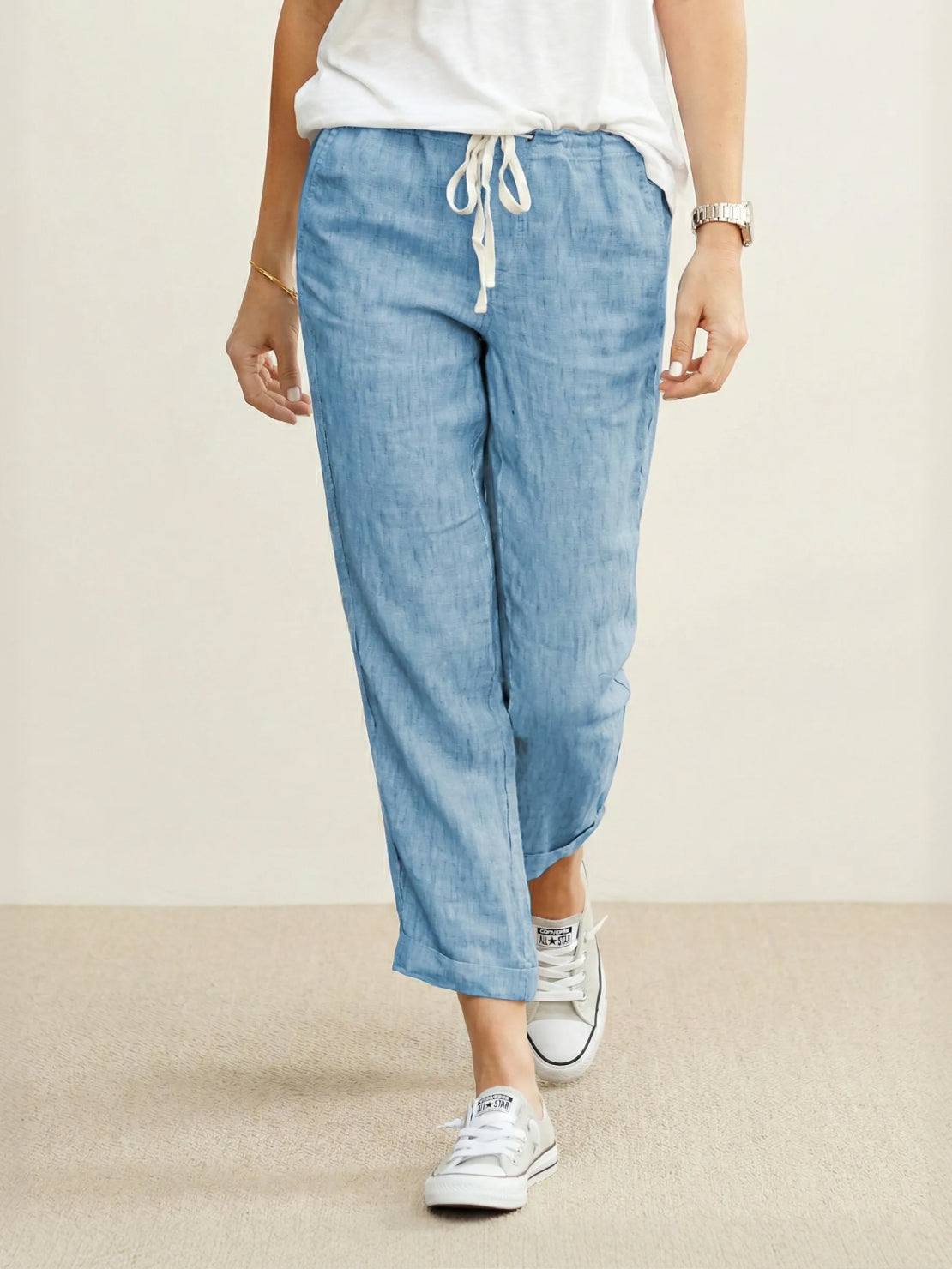 Women's Drawstring Pants – Light Blue