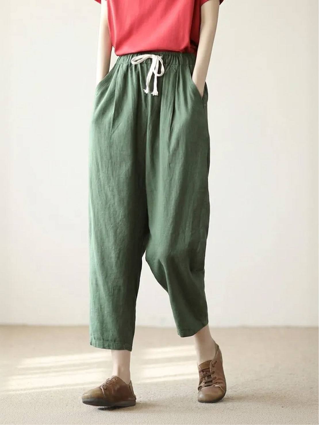 Women's Drawstring Pants – Army Green