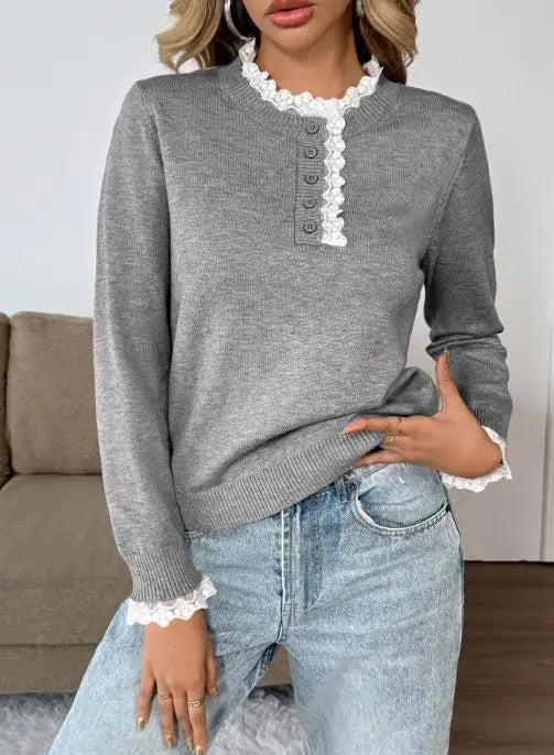 Women's Long Sleeve Sweater – Grey