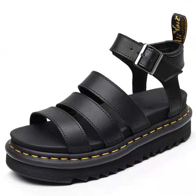 Women's Platform Strappy Sandals – Black